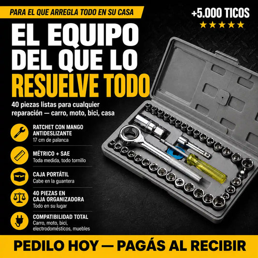 JUEGO DE COPAS CON RATCHET 40 PZS | Reparás todo con Una Sola Caja