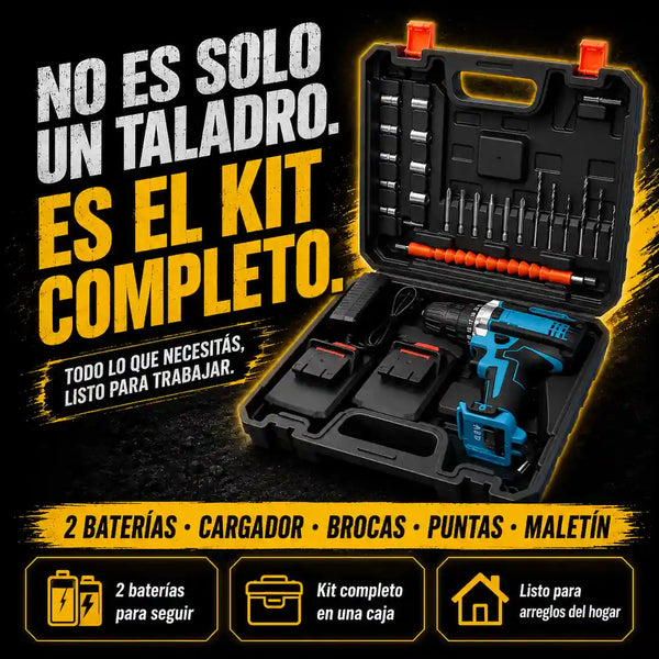 Taladro 48V NITROCO — Kit de 24 Piezas para Todo Trabajo en Casa + 1 Batería de Regalo